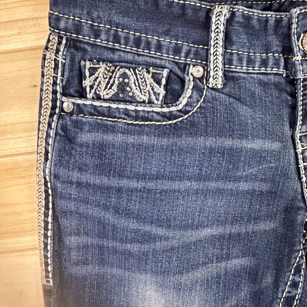 Maurices Premium Jeans Womens 3/4 Embellished Studded Boot Cut Low Rise Denim - Picture 3 of 13